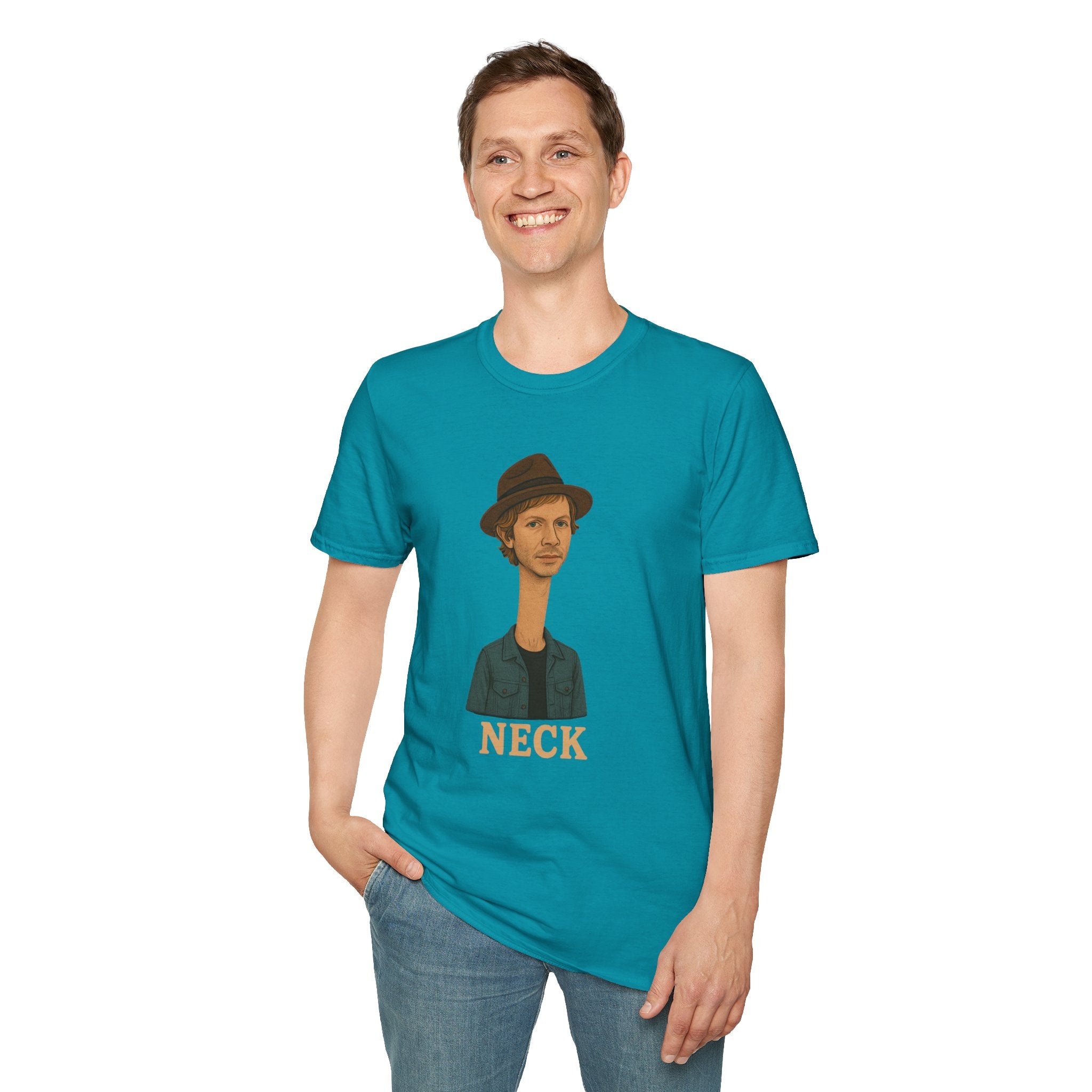 Neck Funny Long Neck Beck Tribute Unisex T-Shirt, Musician Parody Tee, Top for Comedy Fans, Neck Shirt with Wordplay, Music Lover Gift
