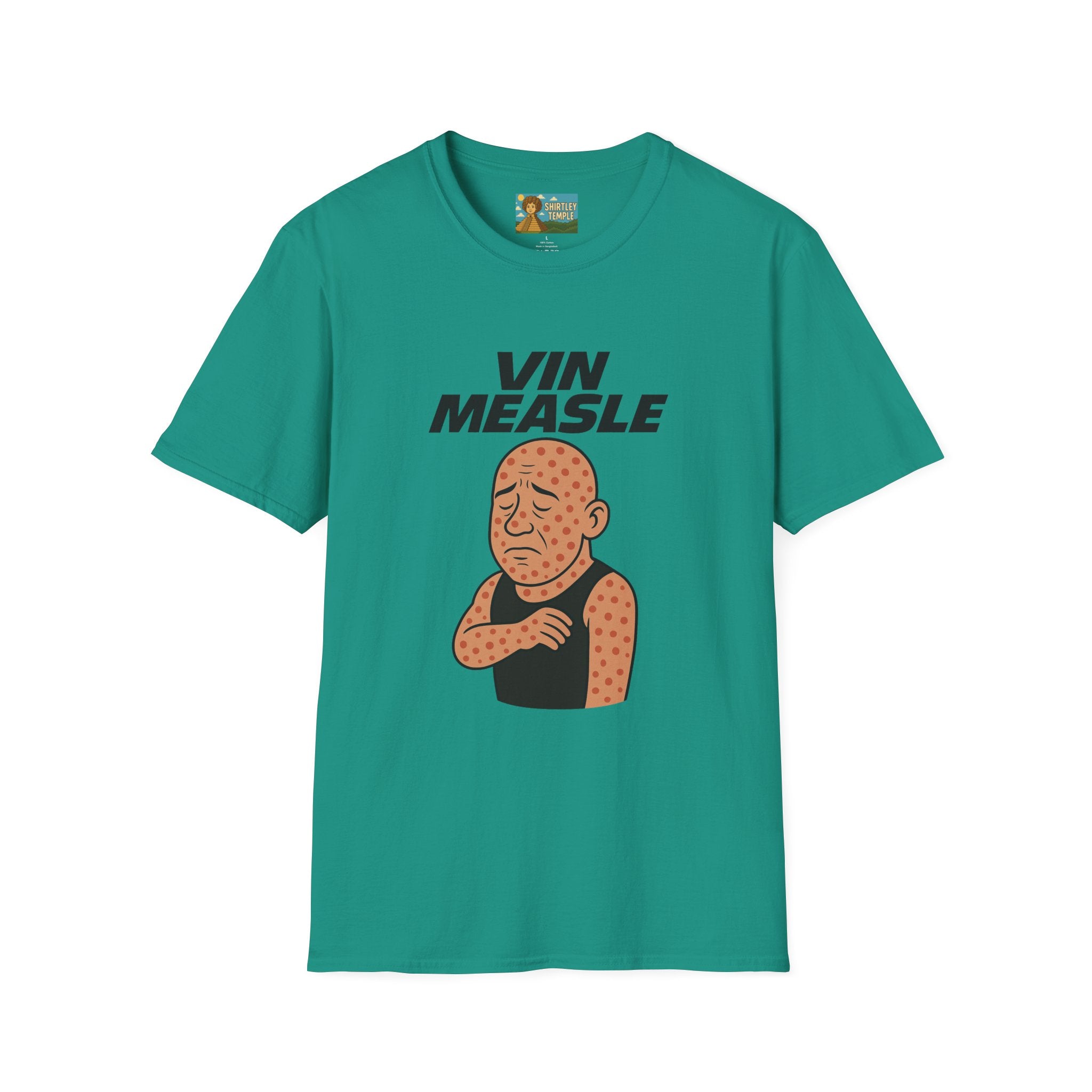 Vin Measle Parody Unisex Softstyle T-Shirt, Actor Measles Wordplay Tee, Humorous Graphic Tee Shirt, Comedy Movie Fan Gift, Lightweight