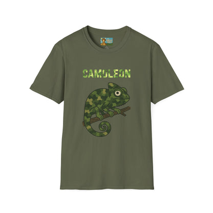 Camoleon Funny Parody T-Shirt, Comedy Mashup Tee, Military Camo Chameleon Shirt, Unisex Softstyle Top