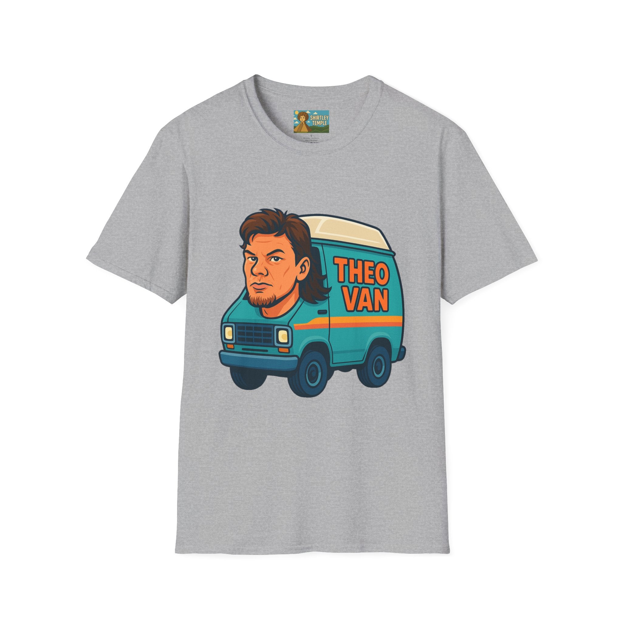 Theo Van (Theo Von + Van = Theo Van) Funny Tribute T-Shirt, Comedy Mashup Tee, Comedian Parody Shirt, Unisex Softstyle Top, Van Lover Gift