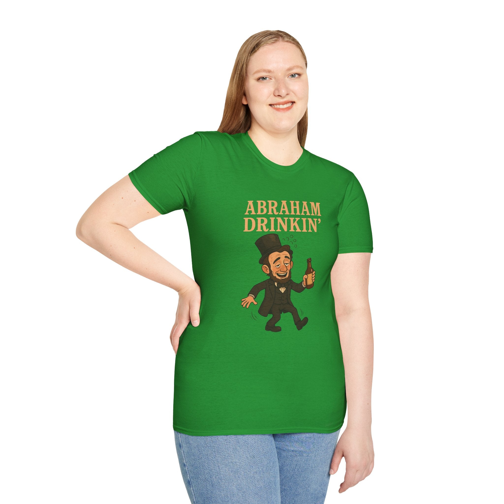 Abraham Drinkin' Party Shirt, St. Patrick's Day Tee, Unisex Tshirt, Funny Wordplay Graphic Tee, Gift for History Buffs
