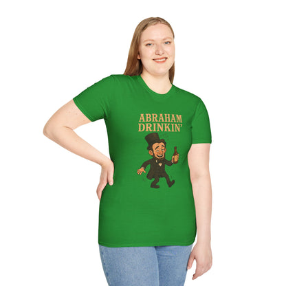 Abraham Drinkin' Party Shirt, St. Patrick's Day Tee, Unisex Tshirt, Funny Wordplay Graphic Tee, Gift for History Buffs