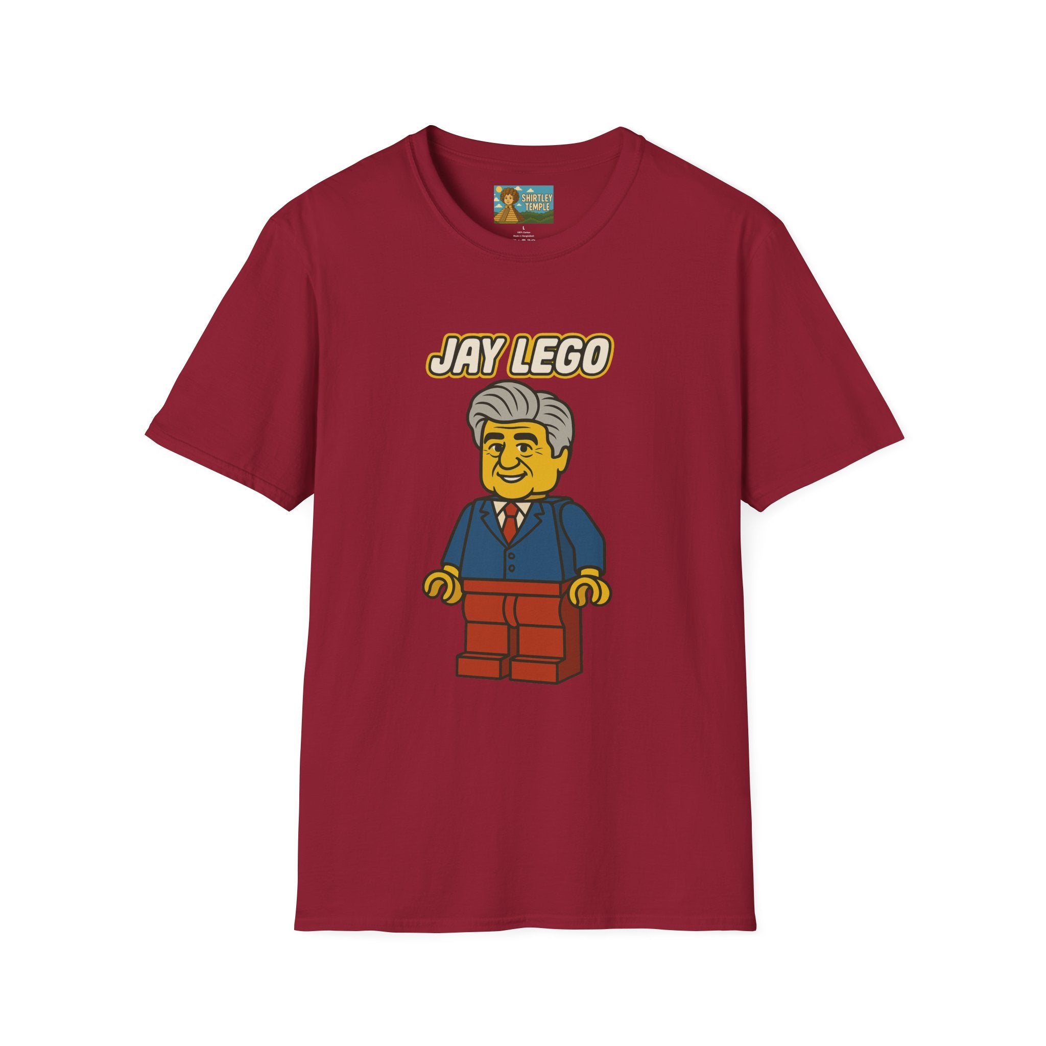 Jay Lego Funny Shirt Parody Apparel, Comedy Tribute, Lego Person, Jay Leno Mashup