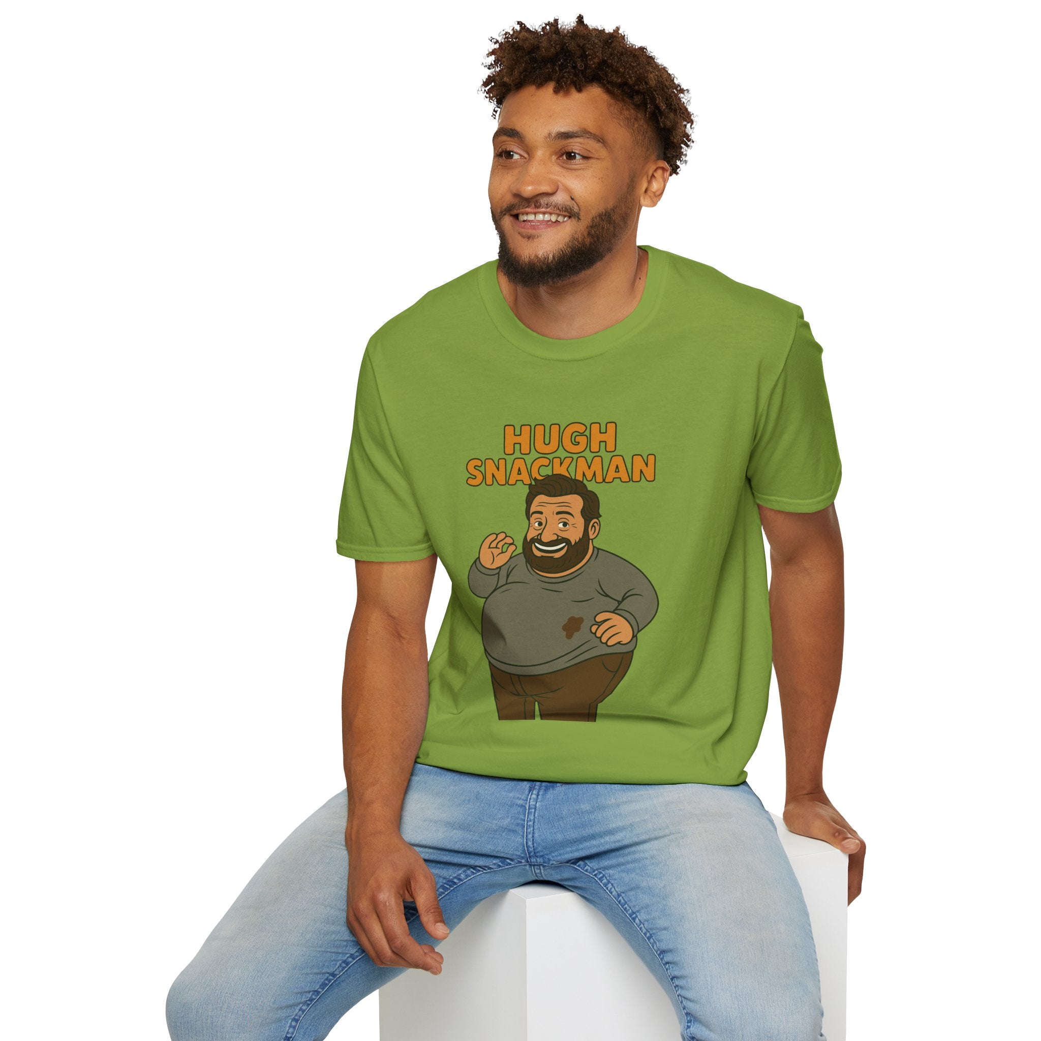 Hugh Snackman Funny Shirt, Hugh Jackman Parody Tee, Comedy Tribute Apparel, Unisex Softstyle T-Shirt