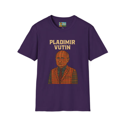 Pladimir Vutin T-Shirt, Funny Putin Parody Shirt, Plaid Person Pun Tee, Comedy Putin Plaid Top, Vladimir Putin Plaid Wordplay Apparel