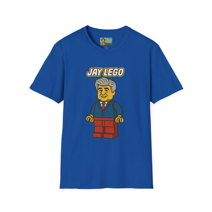 Jay Lego Funny Shirt Parody Apparel, Comedy Tribute, Lego Person, Jay Leno Mashup