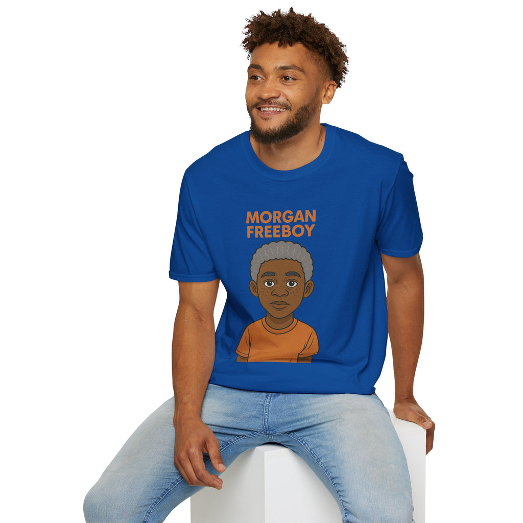 Morgan Freeboy Tribute T-Shirt, Funny Parody Tee, Morgan Freeman Wordplay Shirt, Unisex Softstyle, Gift for Comedy Lovers, Pop Culture Top