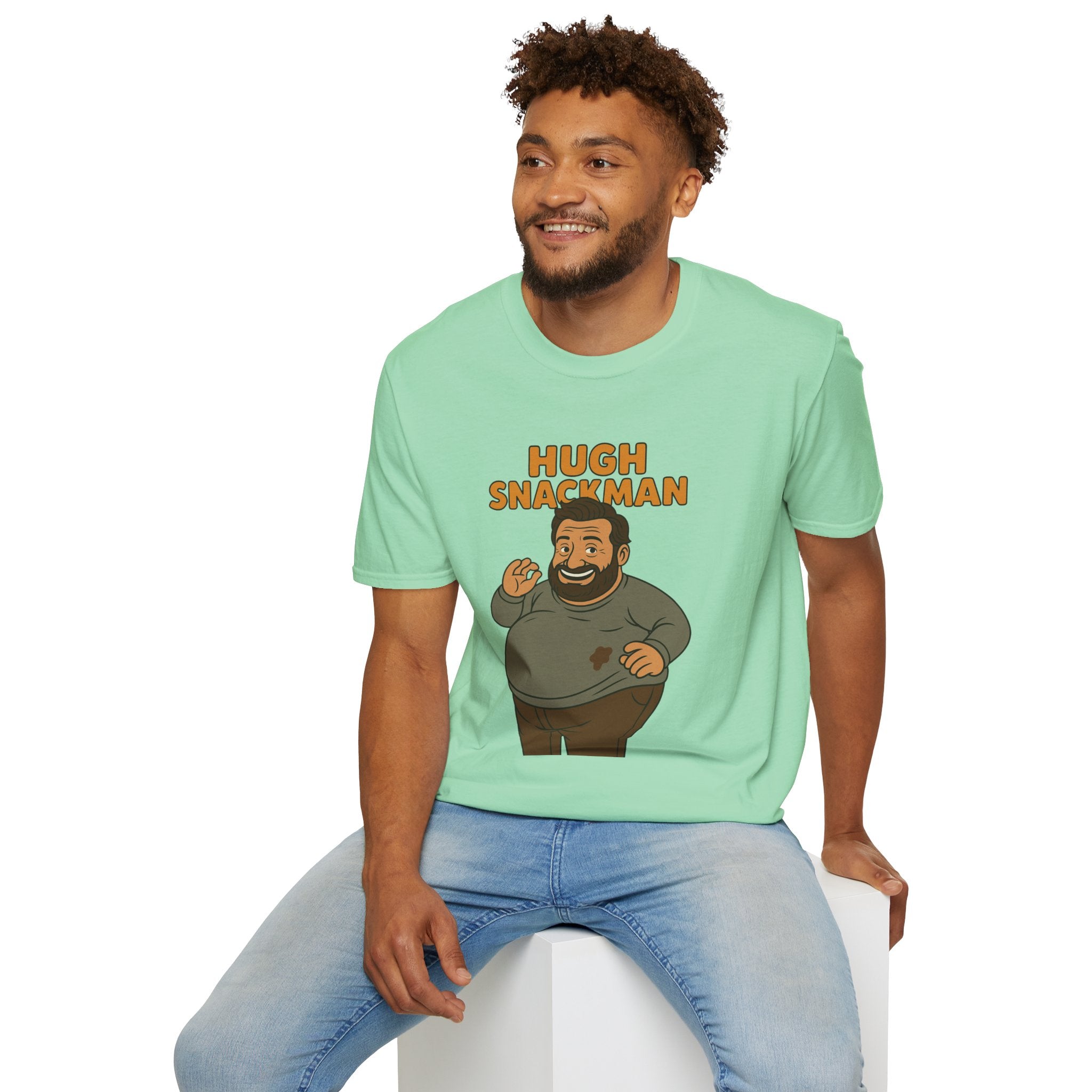 Hugh Snackman Funny Shirt, Hugh Jackman Parody Tee, Comedy Tribute Apparel, Unisex Softstyle T-Shirt
