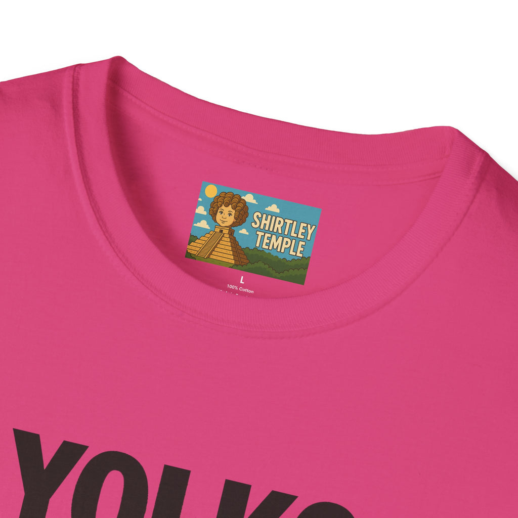 Yolko Funny Parody Unisex Softstyle T-Shirt, Egg Wordplay Tee, Humorous Yoko Tribute Shirt, Novelty Graphic Top, Comical Musician Fan Gift