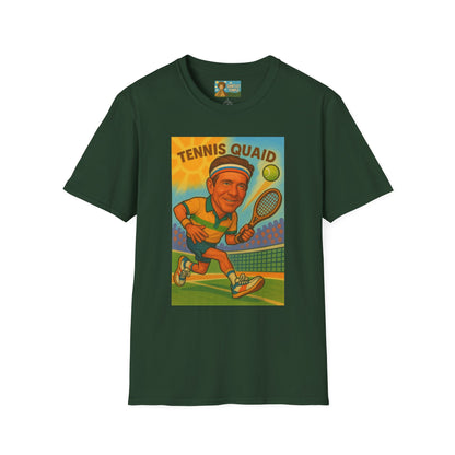 Tennis Quaid Unisex Softstyle T-Shirt, Tennis Player Actor Mashup Tee, Funny Graphic Shirt