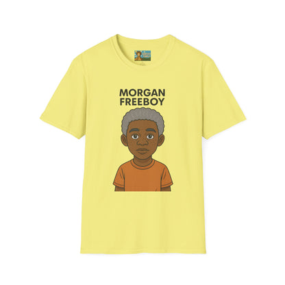 Morgan Freeboy Tribute T-Shirt, Funny Parody Tee, Morgan Freeman Wordplay Shirt, Unisex Softstyle, Gift for Comedy Lovers, Pop Culture Top