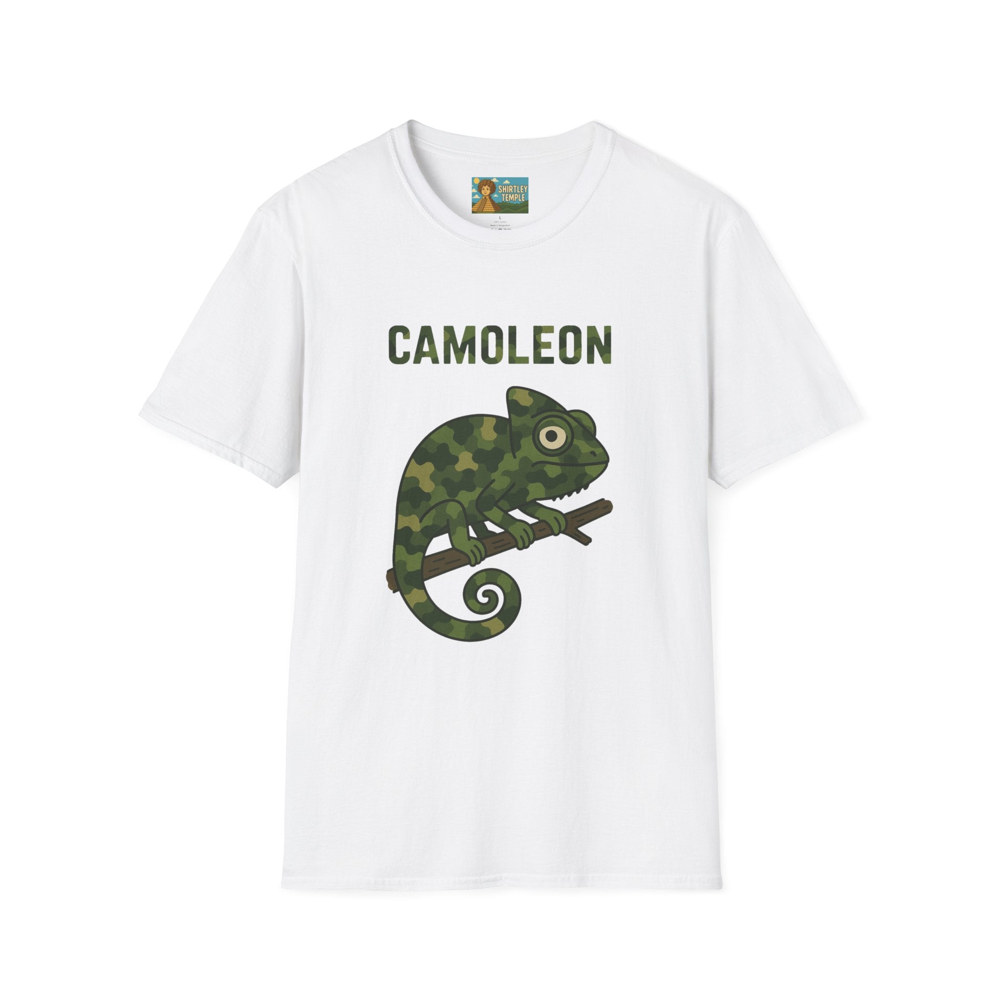 Camoleon Funny Parody T-Shirt, Comedy Mashup Tee, Military Camo Chameleon Shirt, Unisex Softstyle Top