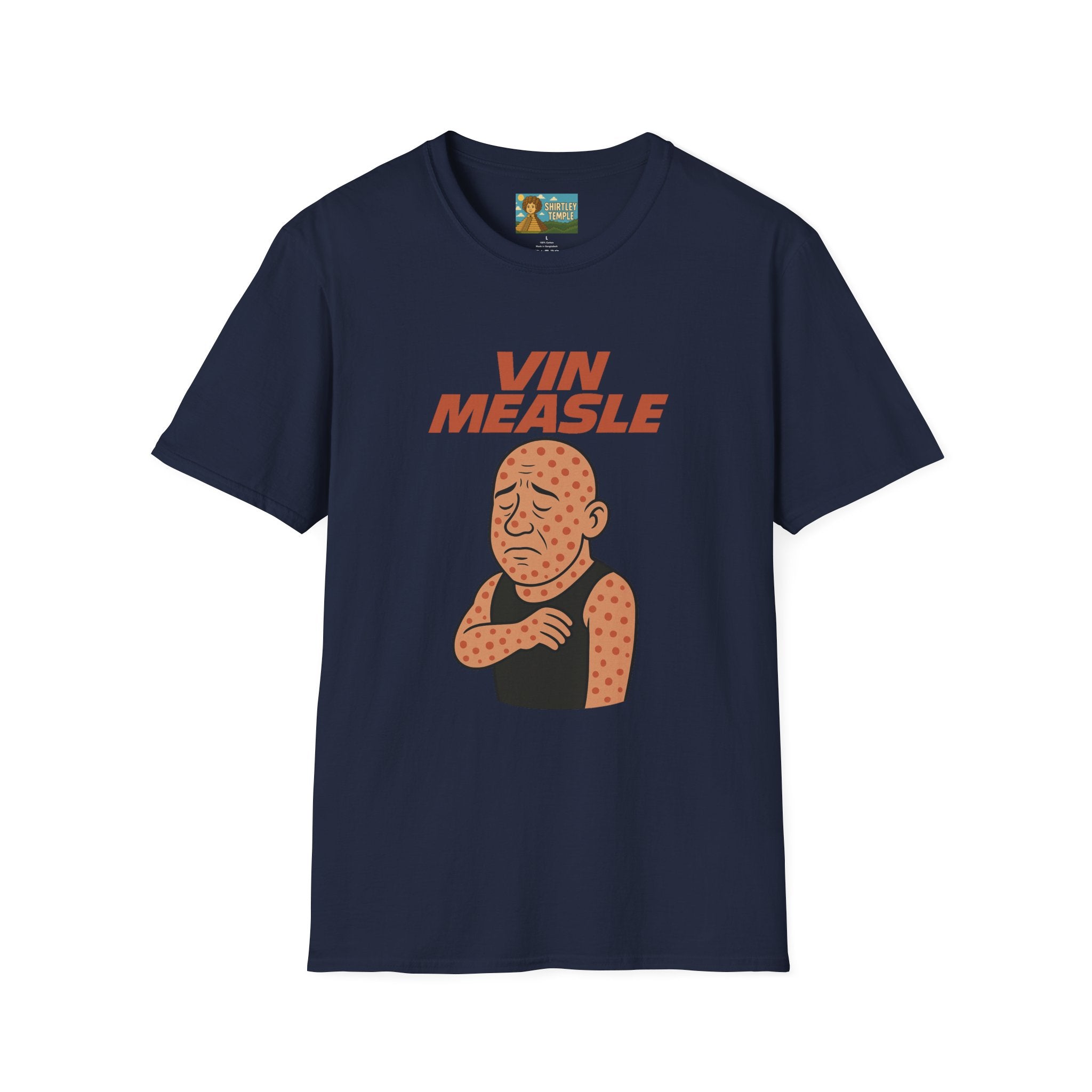 Vin Measle Parody Unisex Softstyle T-Shirt, Actor Measles Wordplay Tee, Humorous Graphic Tee Shirt, Comedy Movie Fan Gift, Lightweight