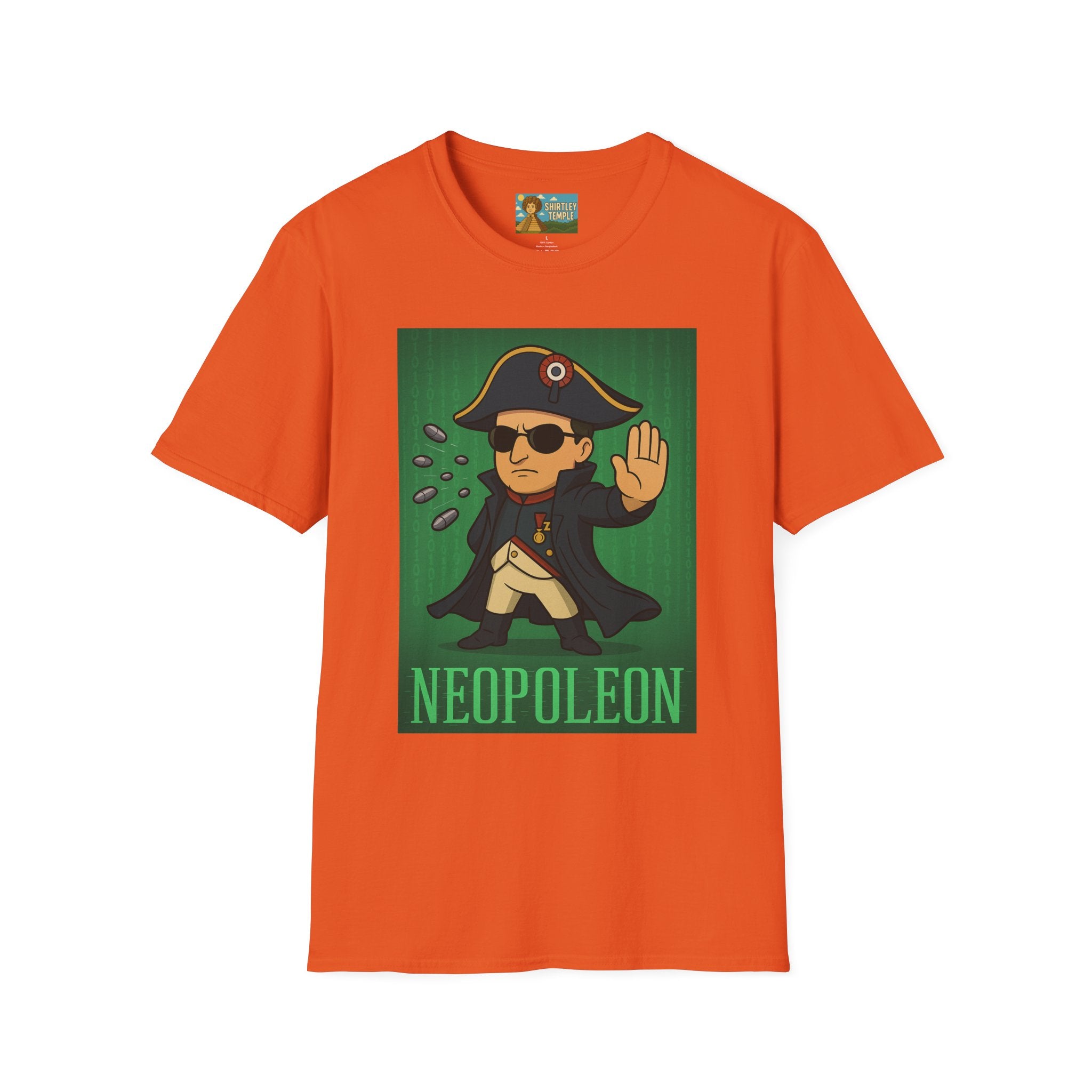 Neopoleon Mashup Unisex Softstyle T-Shirt, Parody Tee for Movie Fans, Humorous Wordplay Shirt, Pop Culture Gift, Napoleon Matrix Neo Tee