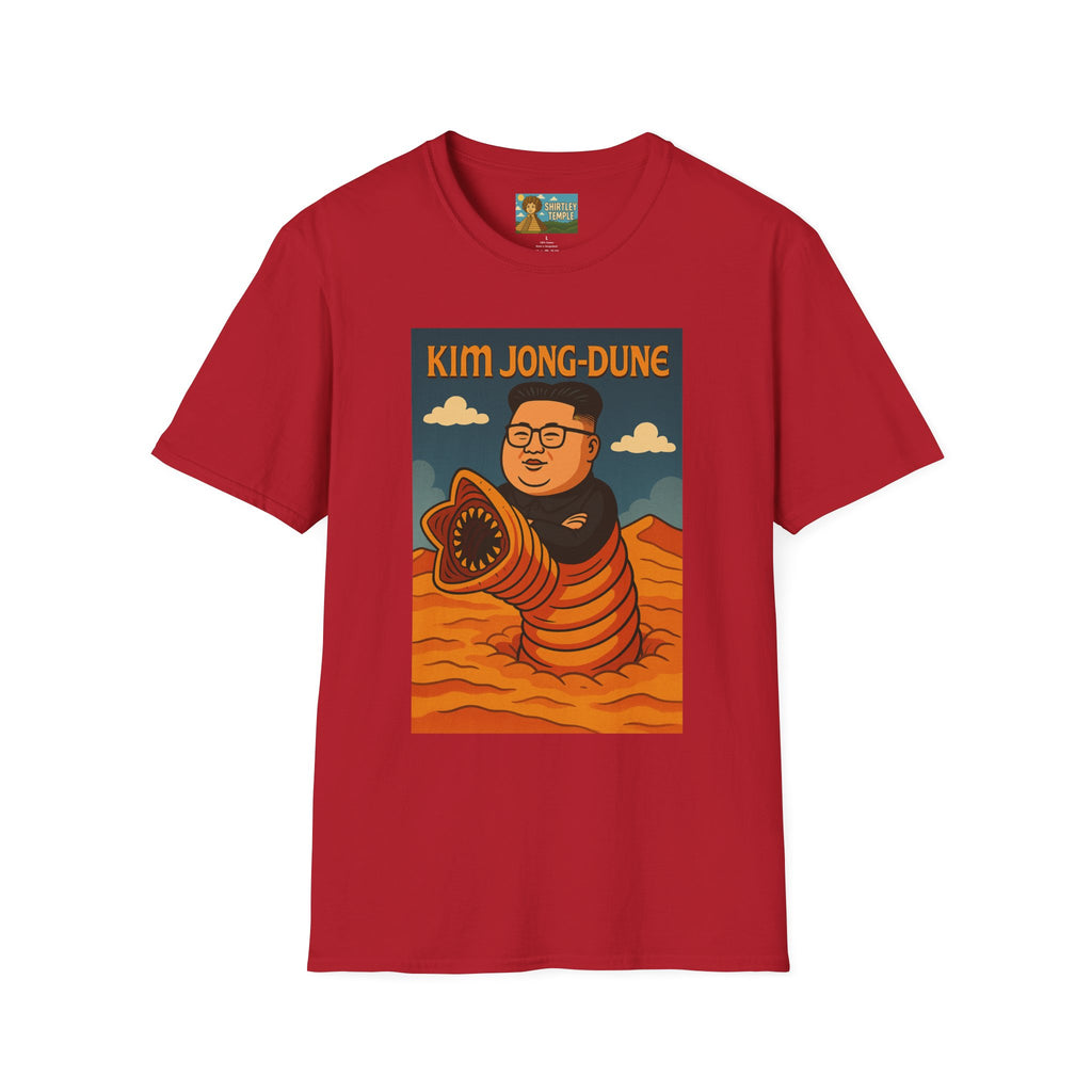 Kim Jong-Dune Funny T-Shirt, Mashup Wordplay Shirt, Sandworm Movie Tee, Unisex Softstyle Top, Kim Jong Un Fan, Dune Lover Gift