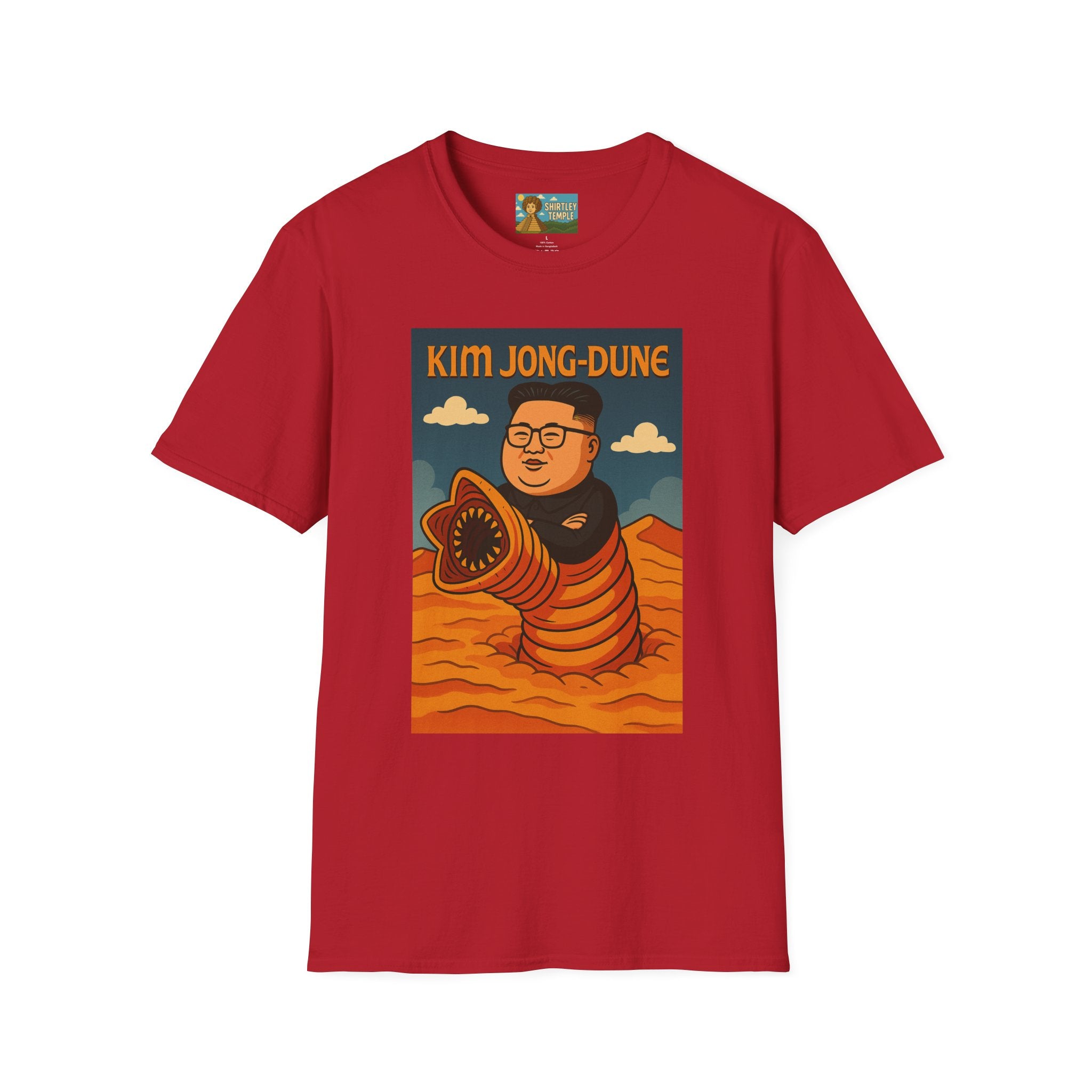 Kim Jong-Dune Funny T-Shirt, Mashup Wordplay Shirt, Sandworm Movie Tee, Unisex Softstyle Top, Kim Jong Un Fan, Dune Lover Gift