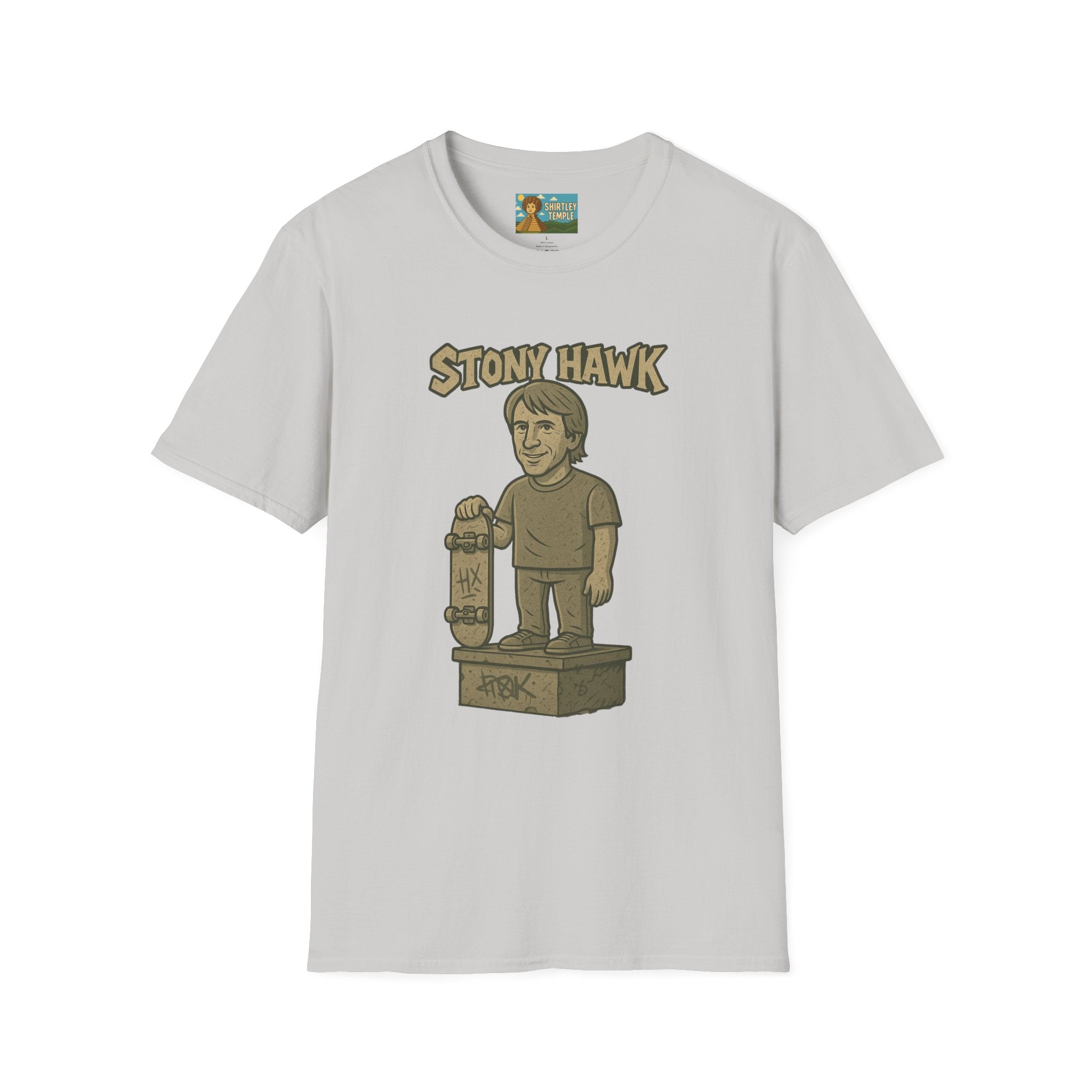Stony Hawk Unisex T-Shirt, Skateboard Legend Parody Tee, Statue Wordplay Shirt, Funny Skater Gift, Skateboarding Fan Top
