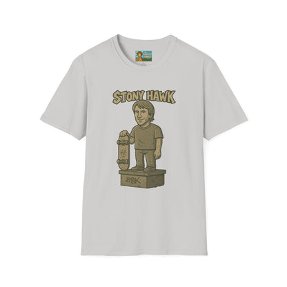 Stony Hawk Unisex T-Shirt, Skateboard Legend Parody Tee, Statue Wordplay Shirt, Funny Skater Gift, Skateboarding Fan Top