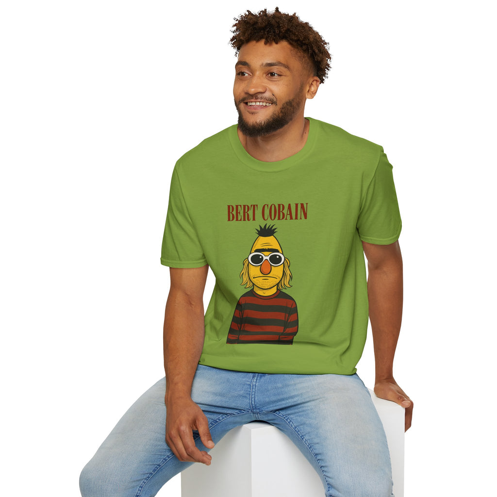 Bert Cobain funny mashup Kurt Cobain and Bert from sesame street wordplay unisex gift tee music lover