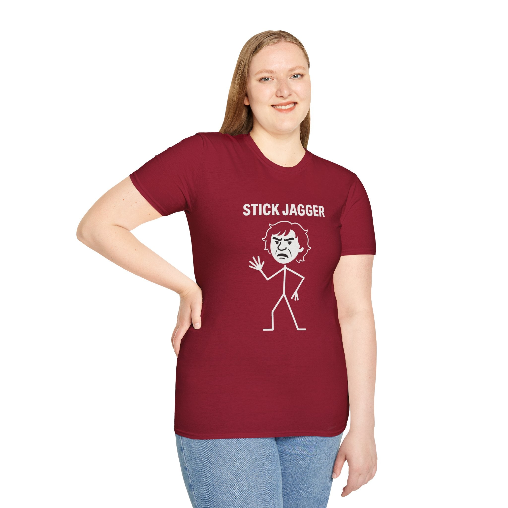 Stick Jagger Funny Shirt, Stick Figure Parody Wordplay T-Shirt, Pun Mashup Tee, Humorous Graphic Top, Sarcastic Slogan Clothing