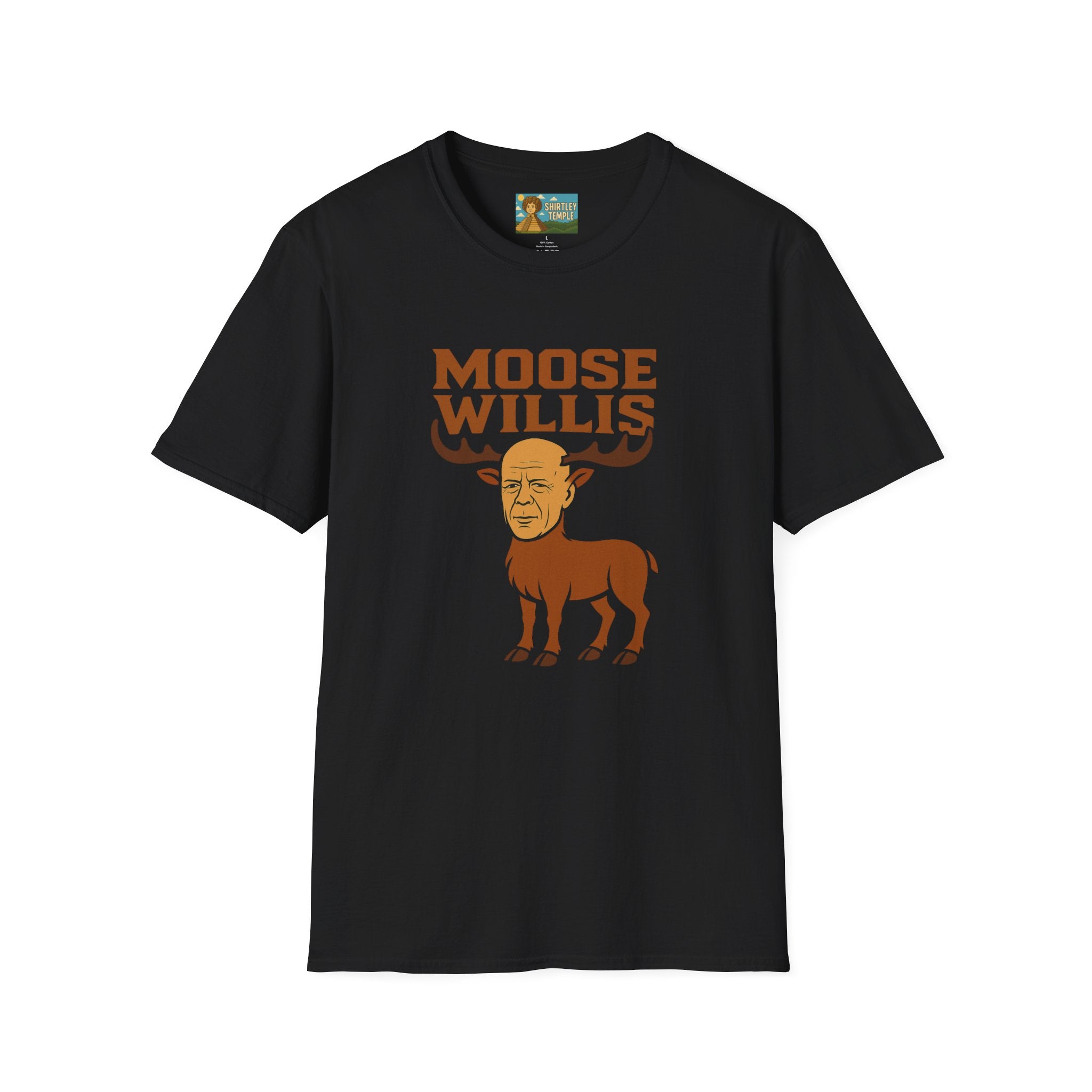 Moose Willis T-Shirt, Bruce Willis Parody Shirt, Moose Pun Tee, Comedy Mashup Apparel