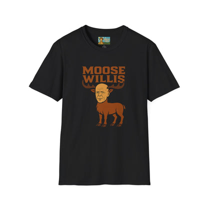Moose Willis T-Shirt, Bruce Willis Parody Shirt, Moose Pun Tee, Comedy Mashup Apparel