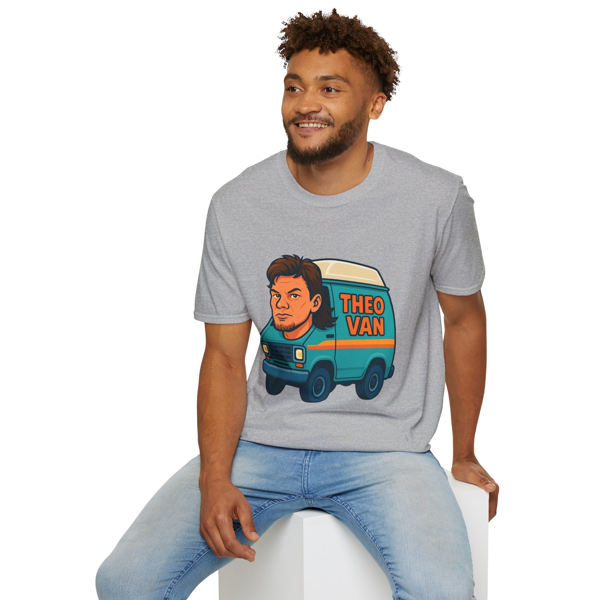 Theo Van (Theo Von + Van = Theo Van) Funny Tribute T-Shirt, Comedy Mashup Tee, Comedian Parody Shirt, Unisex Softstyle Top, Van Lover Gift