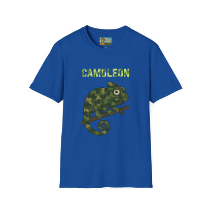 Camoleon Funny Parody T-Shirt, Comedy Mashup Tee, Military Camo Chameleon Shirt, Unisex Softstyle Top