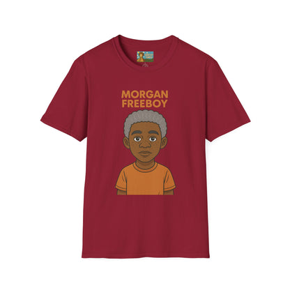 Morgan Freeboy Tribute T-Shirt, Funny Parody Tee, Morgan Freeman Wordplay Shirt, Unisex Softstyle, Gift for Comedy Lovers, Pop Culture Top