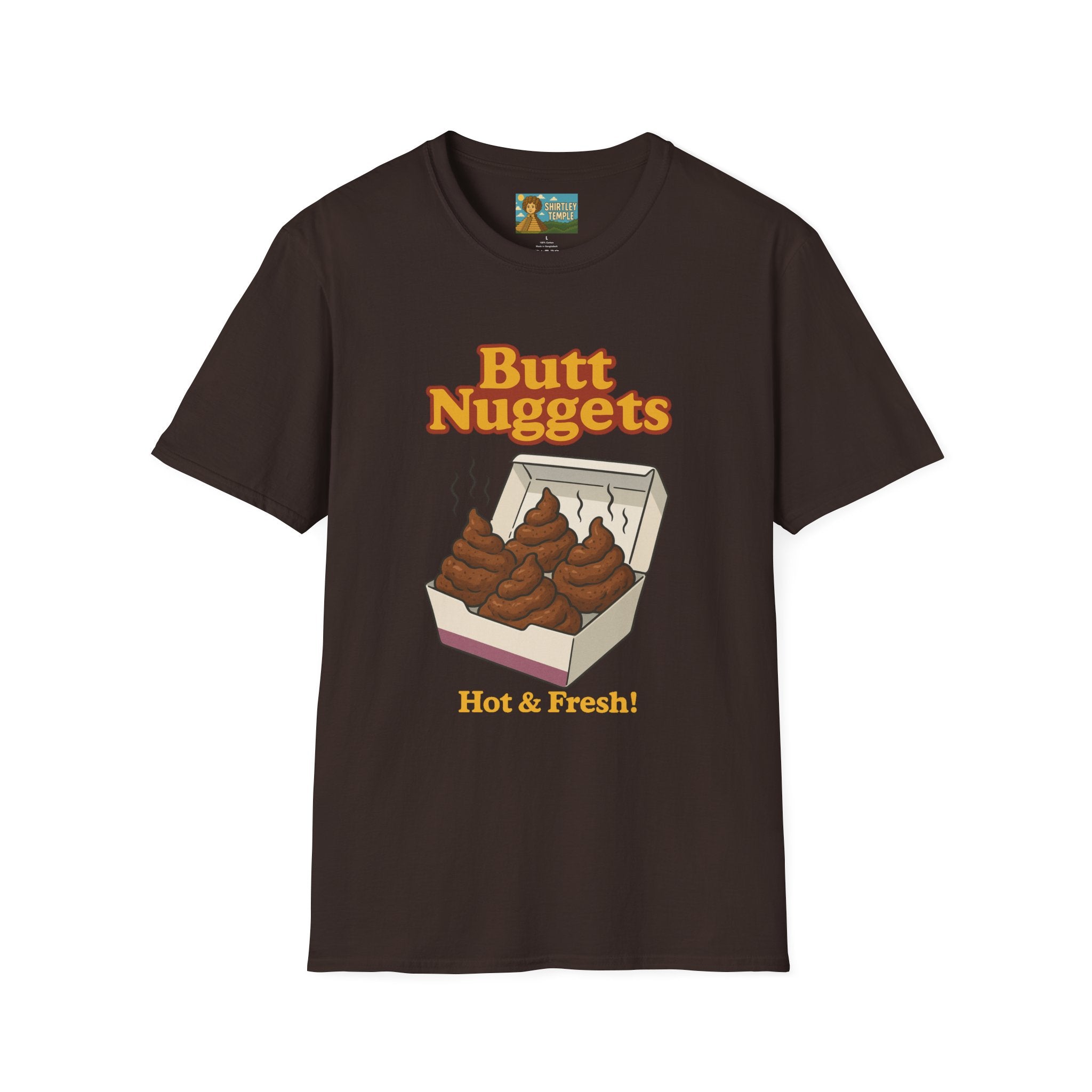 Butt Nuggets Funny Unisex Softstyle T-Shirt, Chicken Poop Pun Tee, Hilarious Wordplay Apparel, Comfy Graphic Shirt, Unisex Shirt for Joke