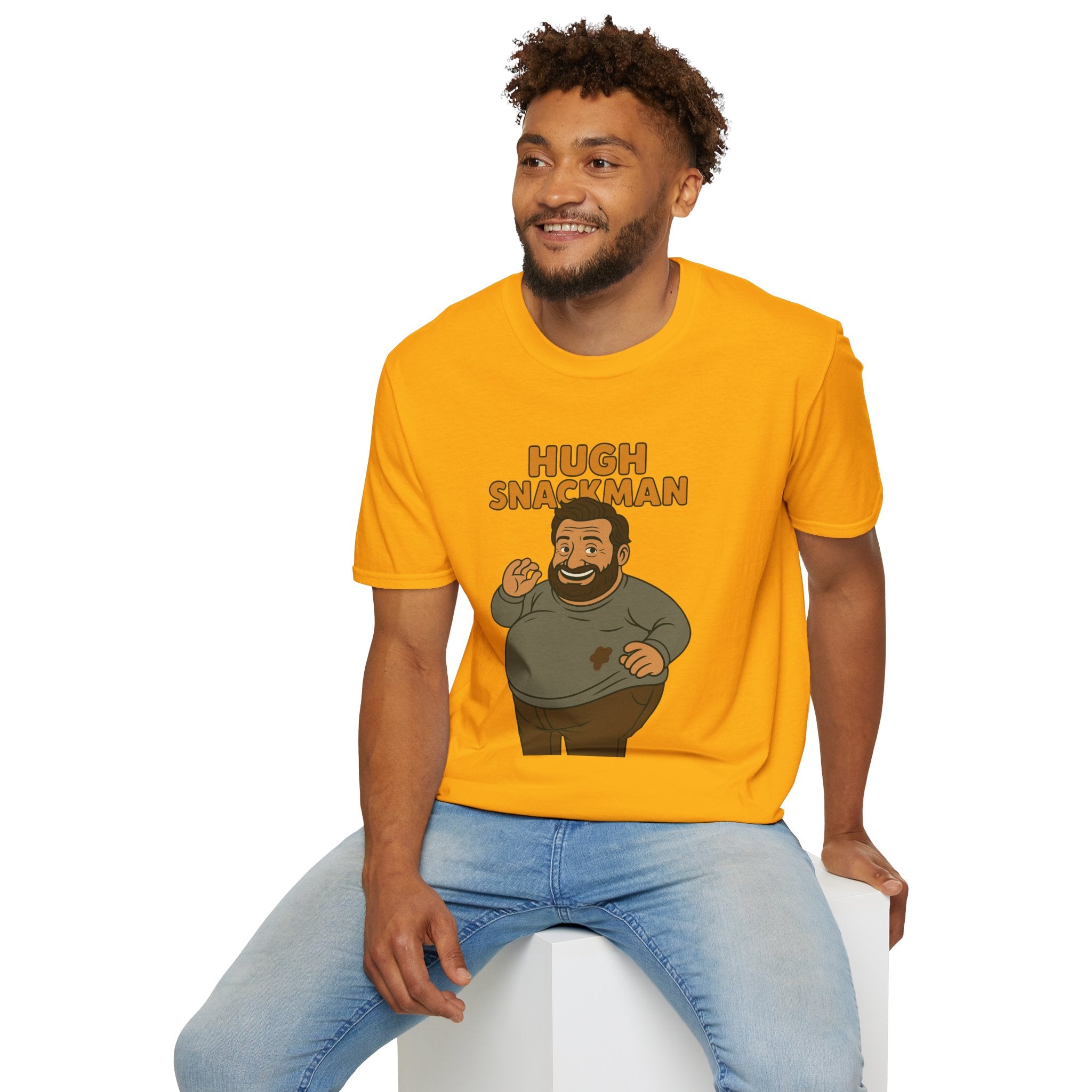 Hugh Snackman Funny Shirt, Hugh Jackman Parody Tee, Comedy Tribute Apparel, Unisex Softstyle T-Shirt