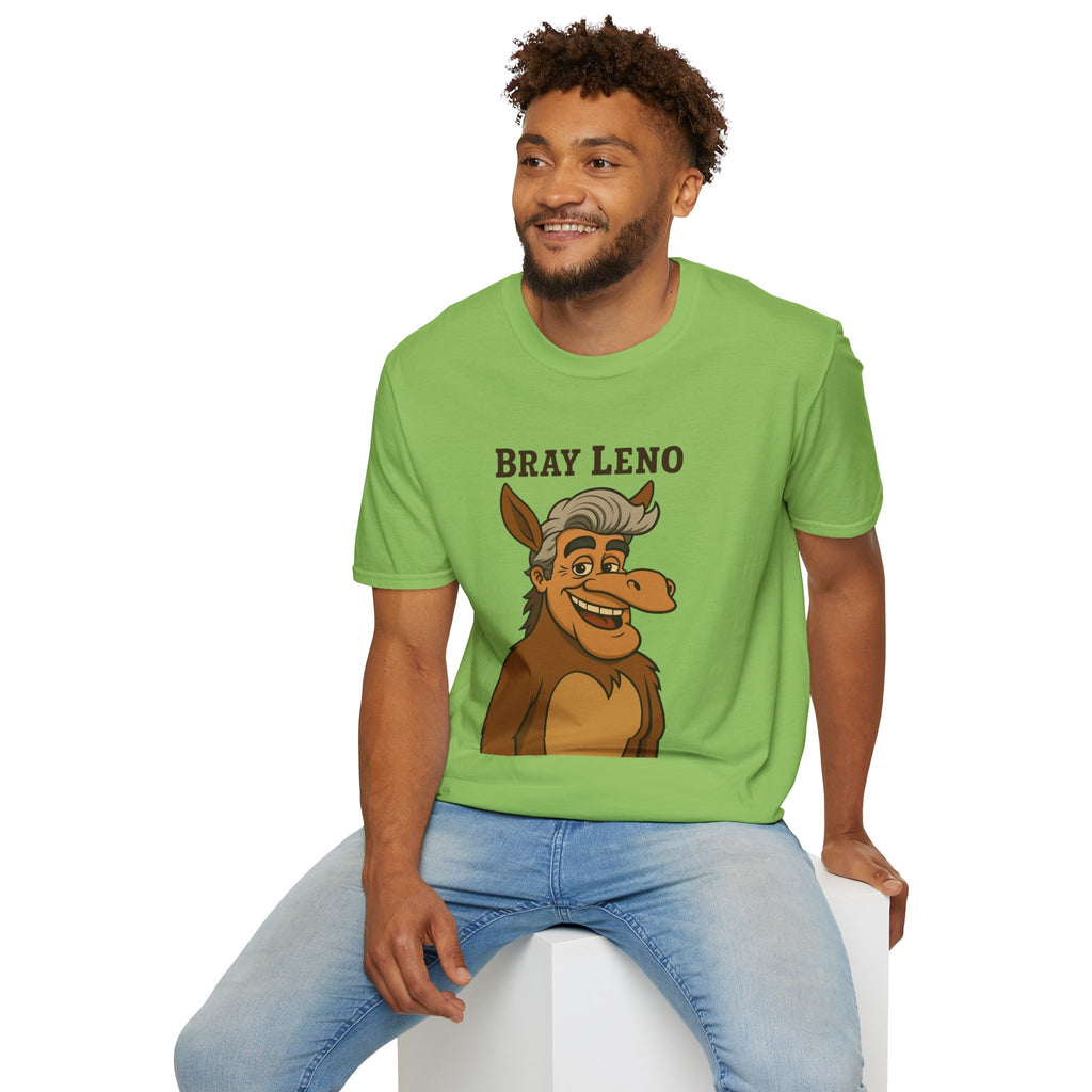Bray Leno Parody Unisex Tee, Jay Leno Donkey Mashup Shirt, Funny Wordplay Comedy Gift, Softstyle T-Shirt