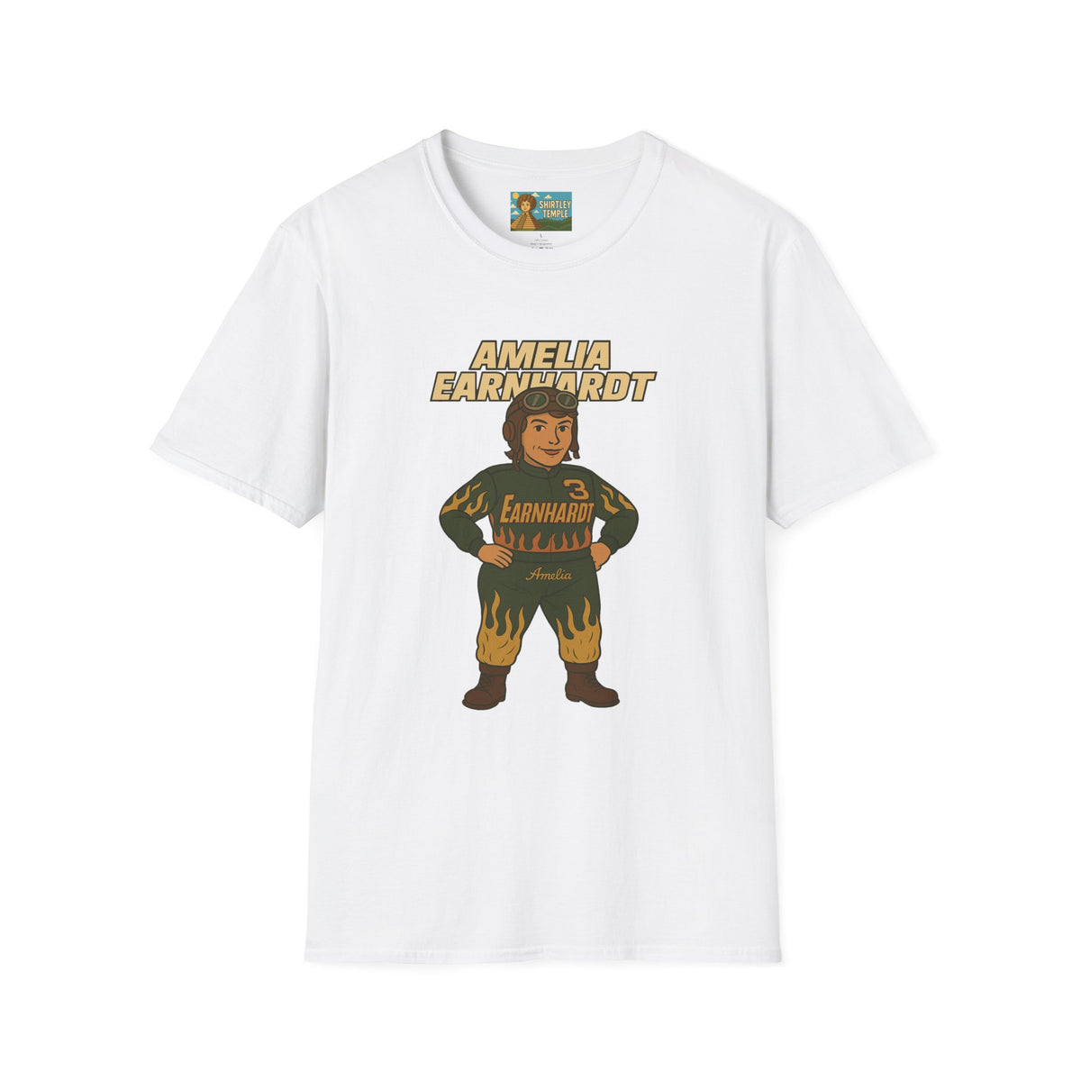 Amelia Earnhardt Funny Mashup Unisex Softstyle T-Shirt, Pilot Pun Tee, Earhart Earnhardt Gift, Aviation Racing Shirt