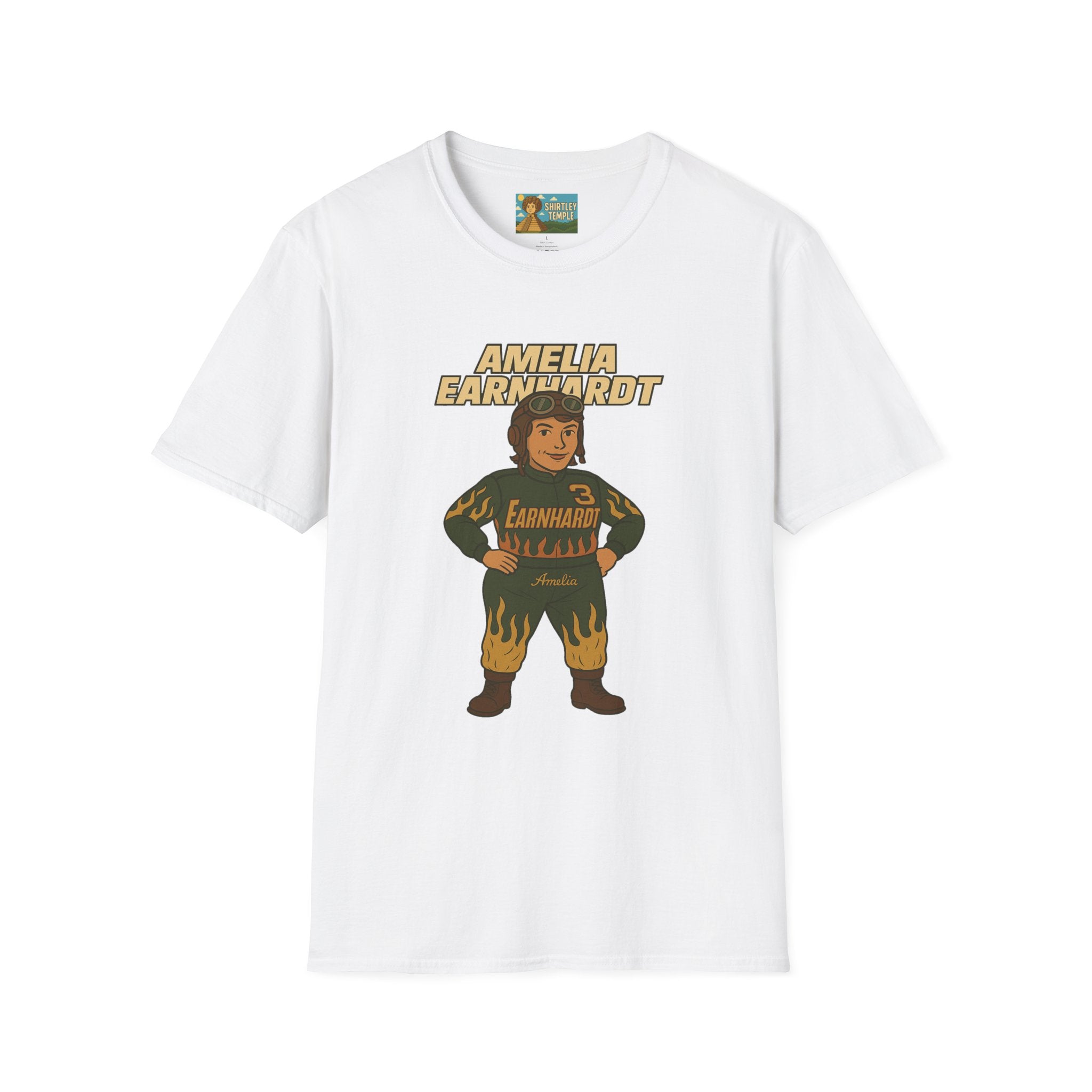 Amelia Earnhardt Funny Mashup Unisex Softstyle T-Shirt, Pilot Pun Tee, Earhart Earnhardt Gift, Aviation Racing Shirt