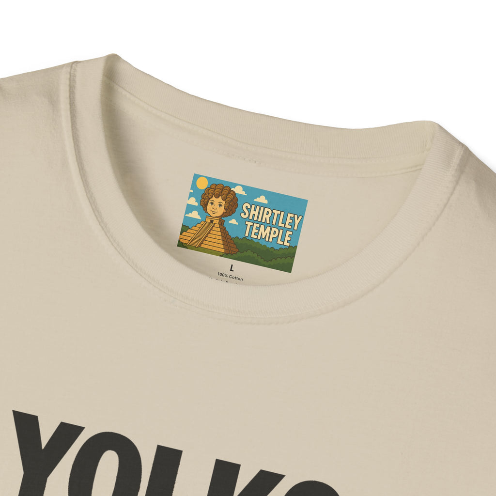 Yolko Funny Parody Unisex Softstyle T-Shirt, Egg Wordplay Tee, Humorous Yoko Tribute Shirt, Novelty Graphic Top, Comical Musician Fan Gift