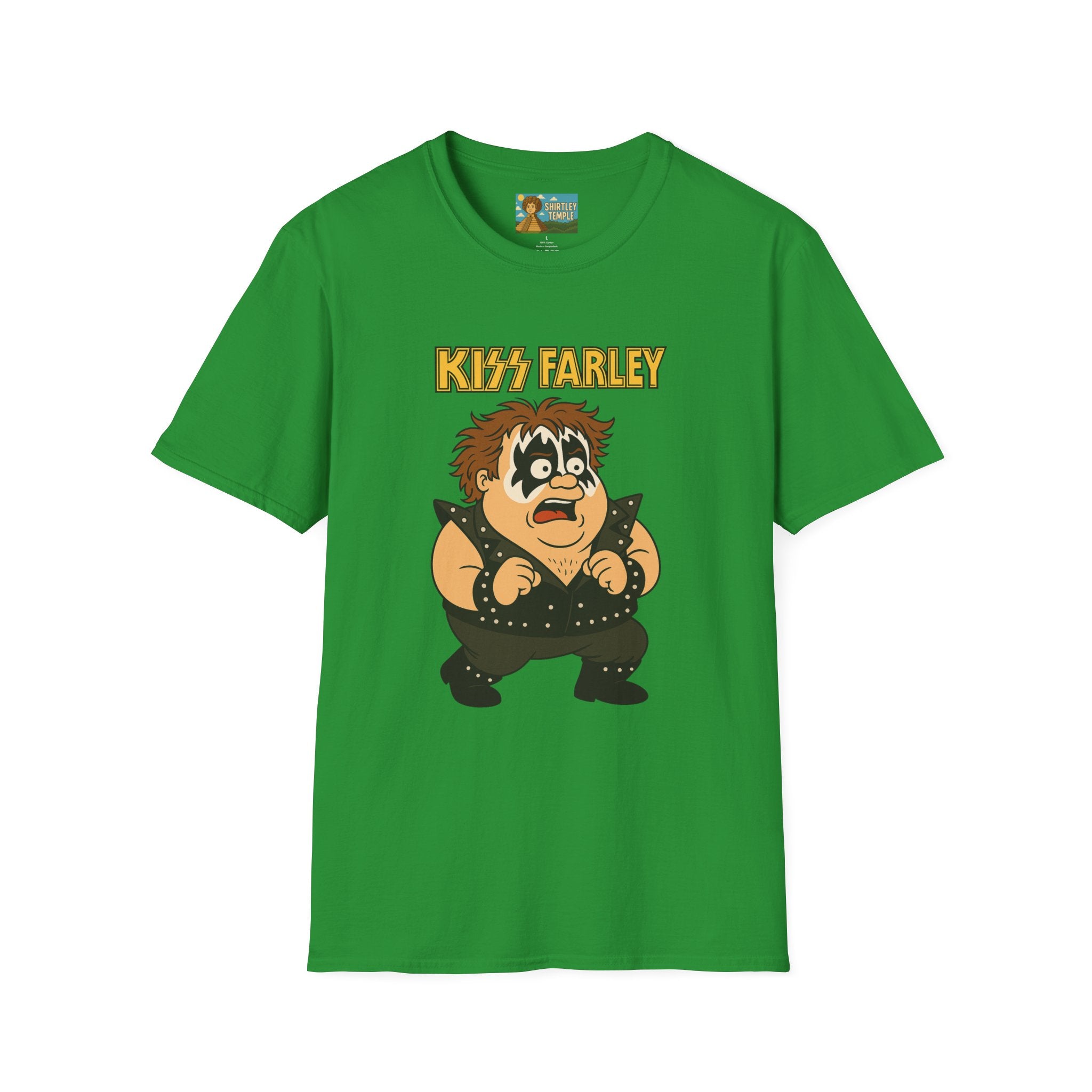 Kiss Farley T-Shirt, Rock Band Chris Farley Tribute Shirt, Funny Parody Mashup Tee, Unisex Softstyle Top, Gift for Music Lovers