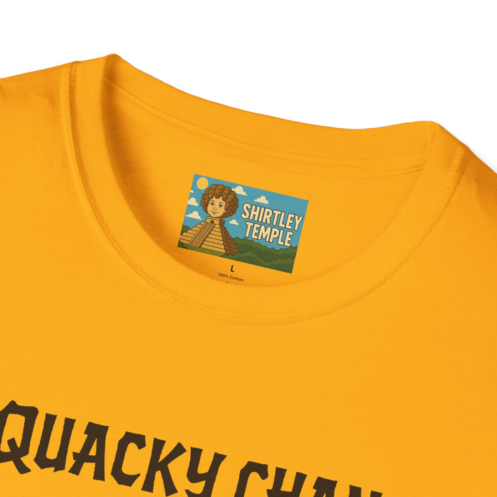 Quacky Chan Funny T-Shirt, Jackie Chan Duck Mashup Tee, Martial Arts Quack Movie Star Shirt, Comedy Parody Apparel, Unisex Softstyle Top