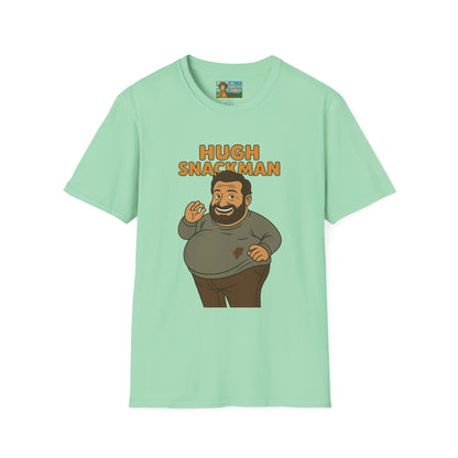 Hugh Snackman Funny Shirt, Hugh Jackman Parody Tee, Comedy Tribute Apparel, Unisex Softstyle T-Shirt