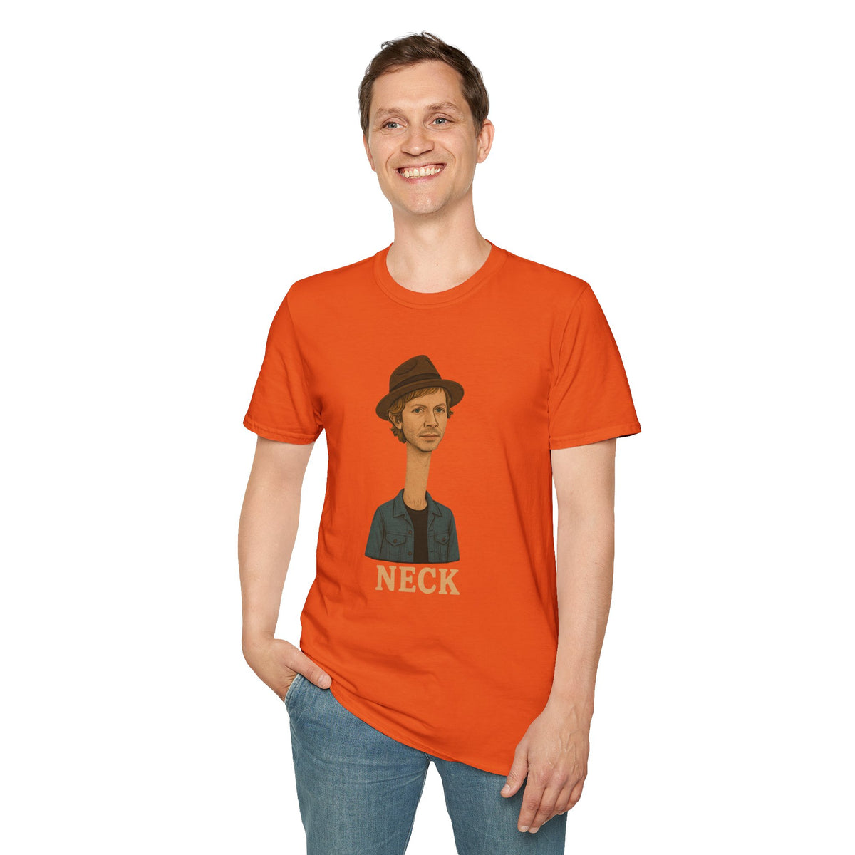 Neck Funny Long Neck Beck Tribute Unisex T-Shirt, Musician Parody Tee, Top for Comedy Fans, Neck Shirt with Wordplay, Music Lover Gift