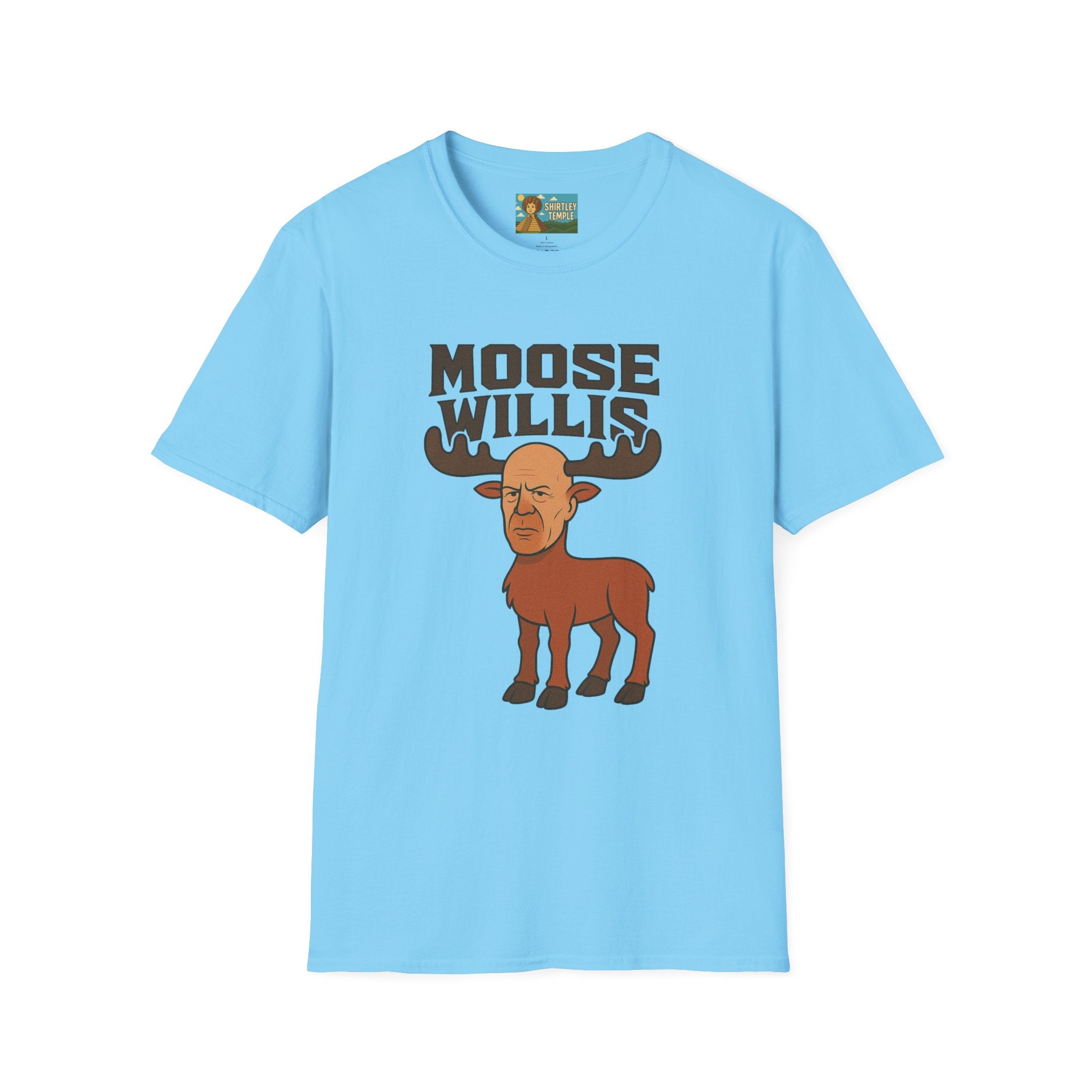Moose Willis T-Shirt, Bruce Willis Parody Shirt, Moose Pun Tee, Comedy Mashup Apparel
