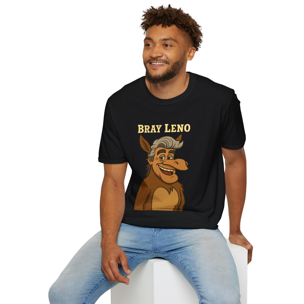 Bray Leno Parody Unisex Tee, Jay Leno Donkey Mashup Shirt, Funny Wordplay Comedy Gift, Softstyle T-Shirt