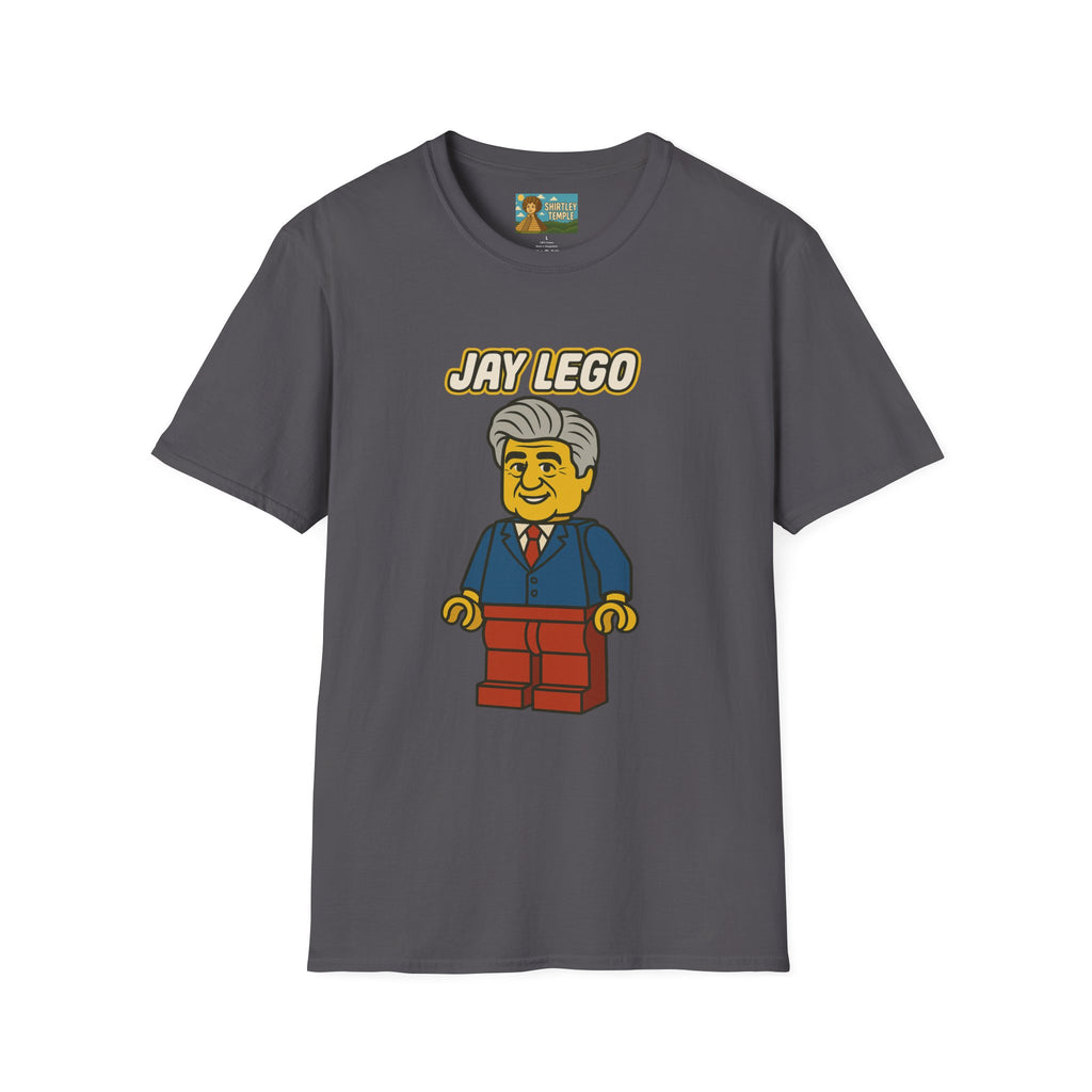 Jay Lego Funny Shirt Parody Apparel, Comedy Tribute, Lego Person, Jay Leno Mashup