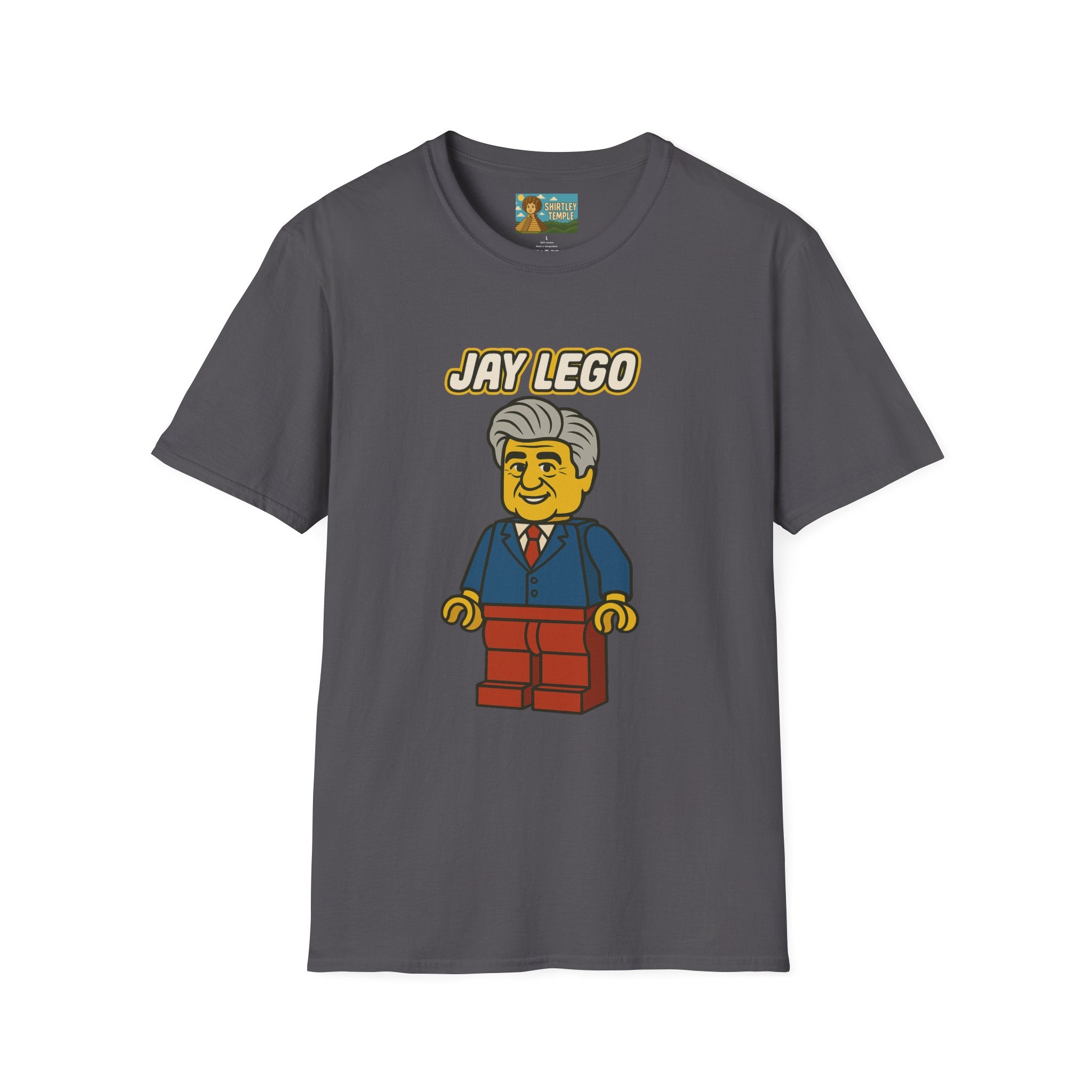 Jay Lego Funny Shirt Parody Apparel, Comedy Tribute, Lego Person, Jay Leno Mashup