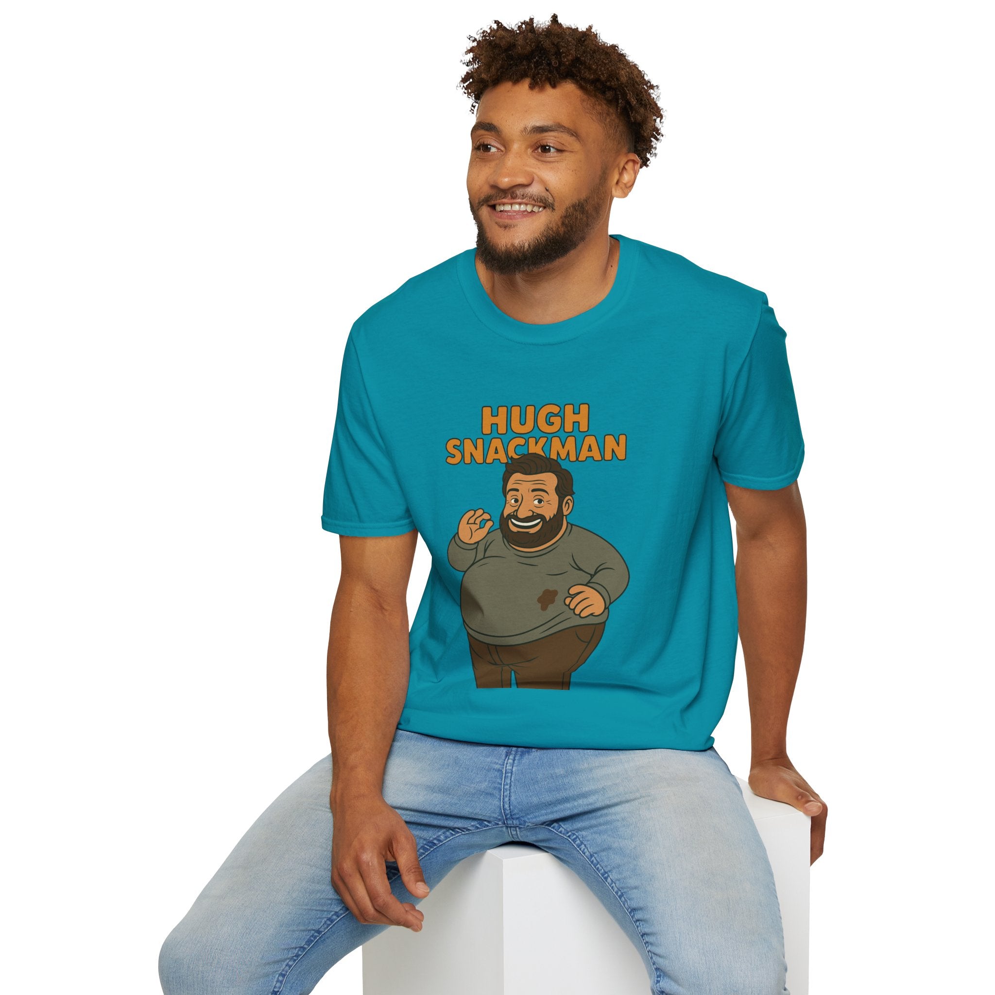 Hugh Snackman Funny Shirt, Hugh Jackman Parody Tee, Comedy Tribute Apparel, Unisex Softstyle T-Shirt