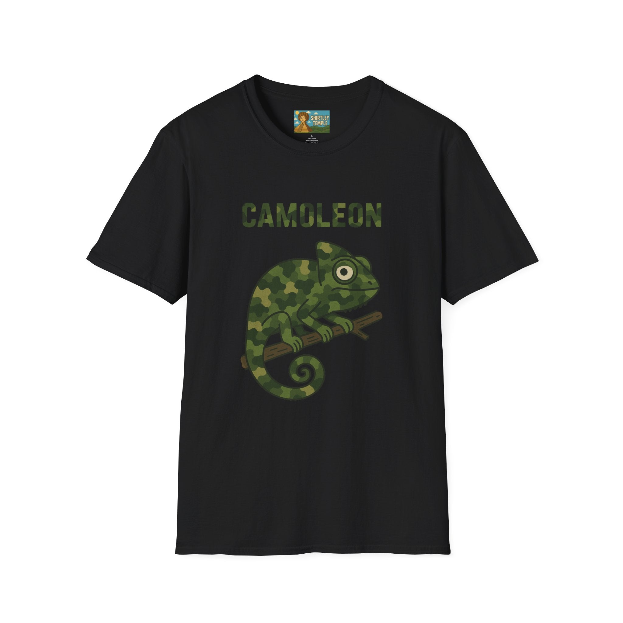 Camoleon Funny Parody T-Shirt, Comedy Mashup Tee, Military Camo Chameleon Shirt, Unisex Softstyle Top