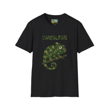Camoleon Funny Parody T-Shirt, Comedy Mashup Tee, Military Camo Chameleon Shirt, Unisex Softstyle Top