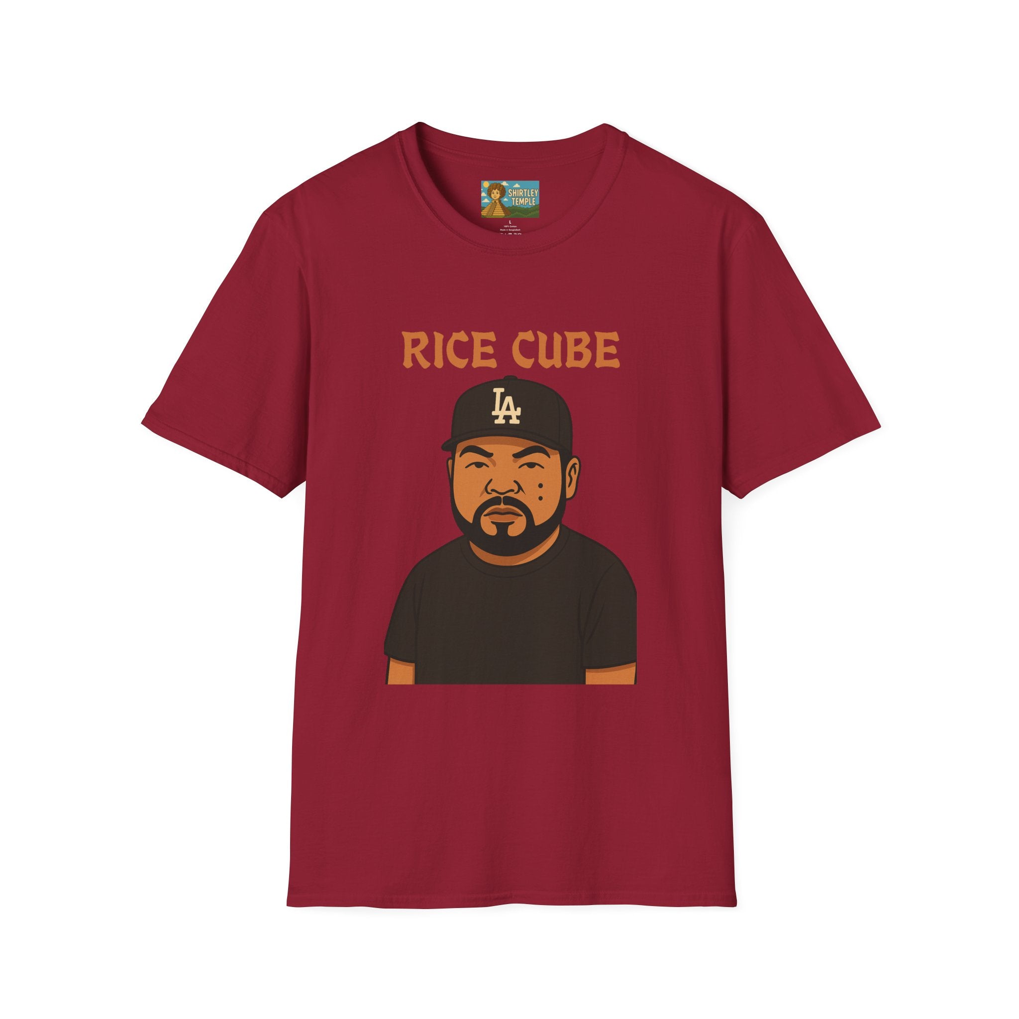 Rice Cube Funny T-Shirt, Ice Cube Asian Parody Shirt, Wordplay Tee, Hip-Hop Music Fan Gift, Unisex Softstyle Top