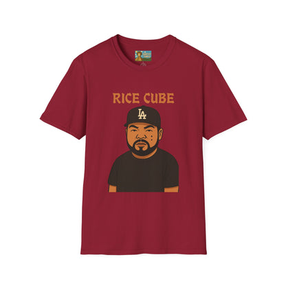 Rice Cube Funny T-Shirt, Ice Cube Asian Parody Shirt, Wordplay Tee, Hip-Hop Music Fan Gift, Unisex Softstyle Top