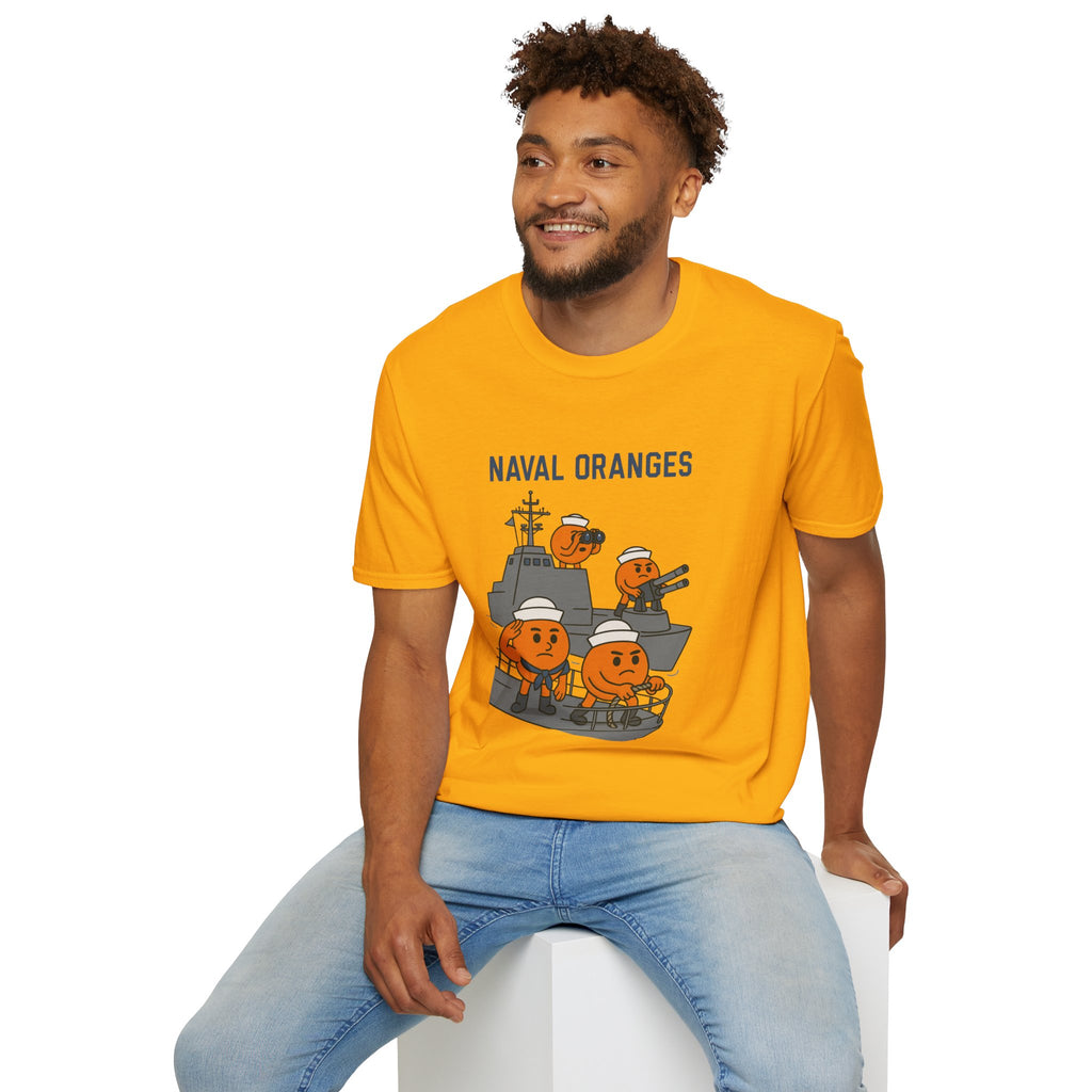 Naval Oranges Unisex Softstyle T-Shirt, Funny Shirt Parody Wordplay Mashup, Navy People Comedy Pun Punny, Navel Oranges Tee, Citrus Humor