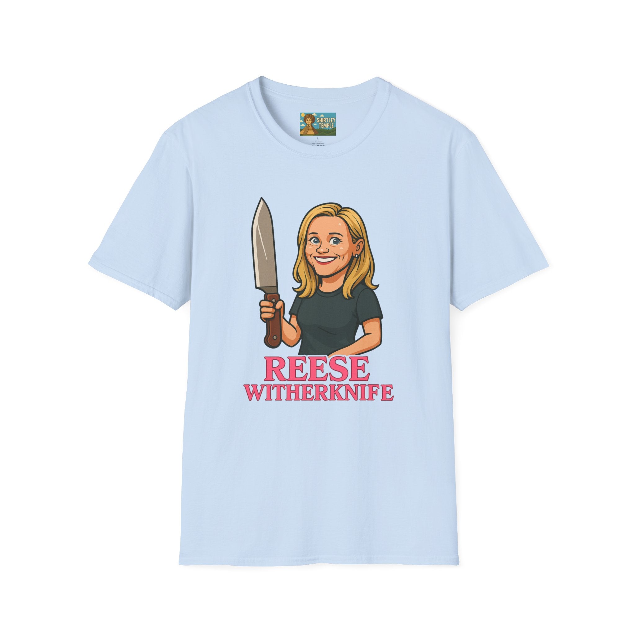 Reese Witherknife Funny Shirt, Comedy Parody Actress Tee, Unisex Softstyle T-Shirt, Wordplay Giant Knife Top, Gift for Movie Lovers, Pop
